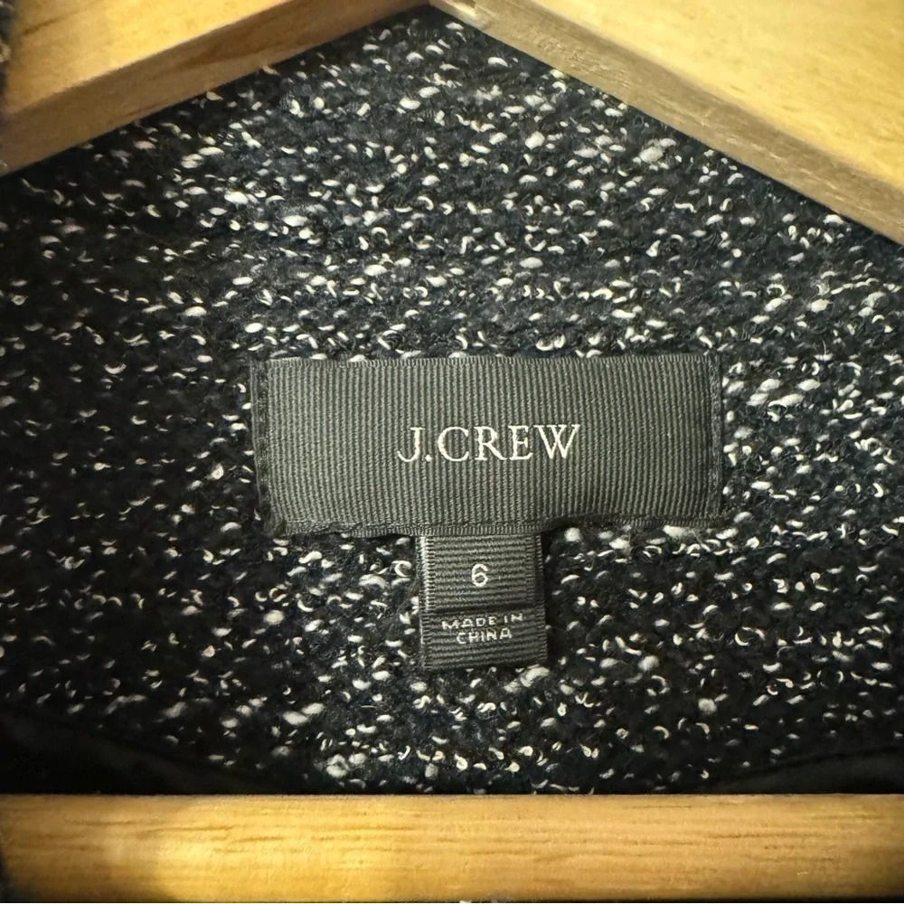 J Crew  Women Moto Boucle Tweed Jacket Black Full Zip Women Size 6 - Picture 5 of 8